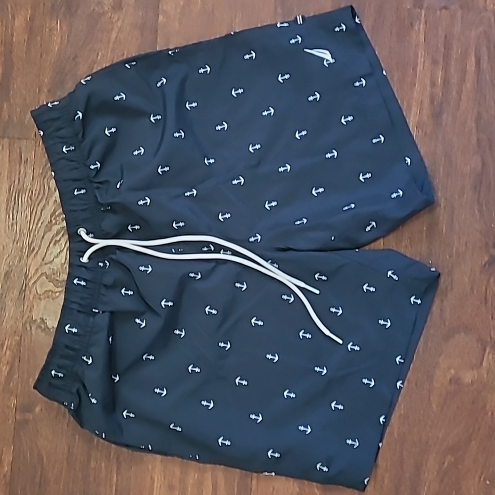 Nautica men's bathing suit, navy blue with anchor design, size medium